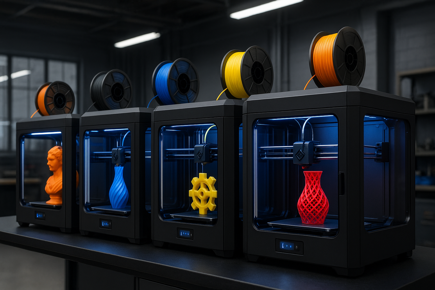 Imprimantes 3D professionnelles en fonctionnement